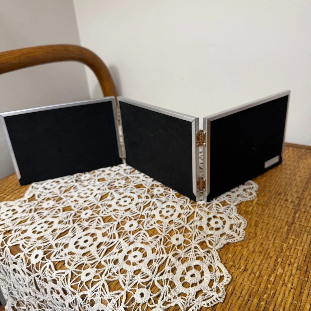 Vintage Burnes of Boston Trifold Hinged Picture Frame Silver 3-Photo